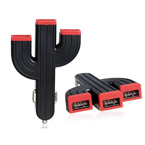 Cactus shape TRIPLE ports high speed car adapter to charge your gadgets